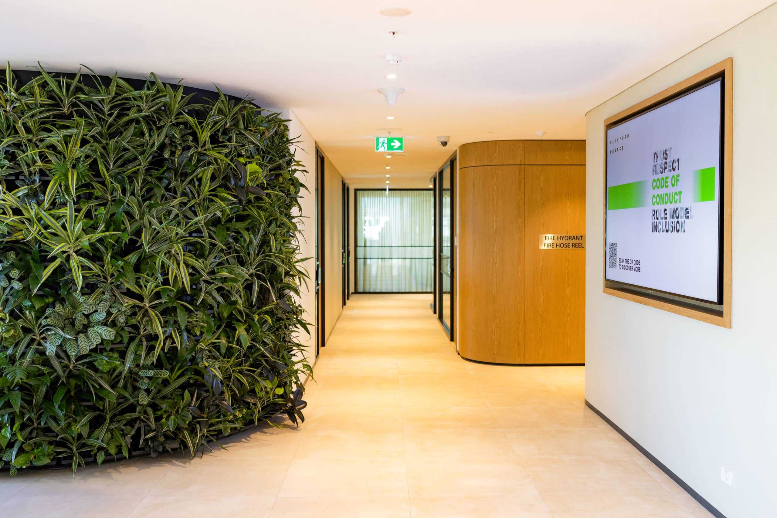 Vertical planting in an office space