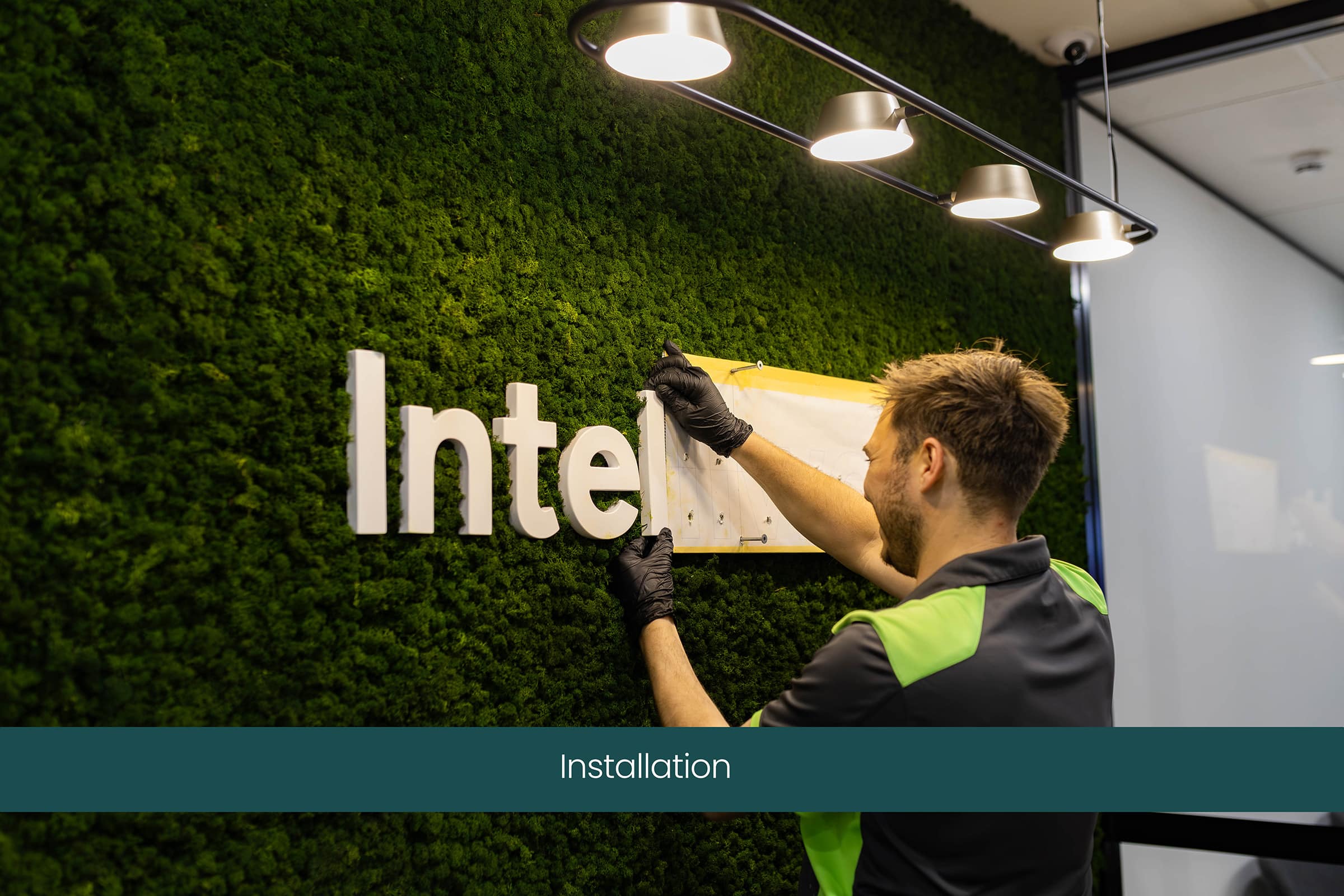 Moss Wall with Logo Installation